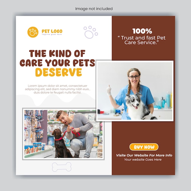 pet care and shop premium vector social media post design and square flyer design