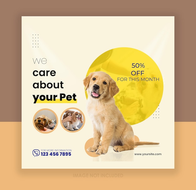 Pet care social media post design template