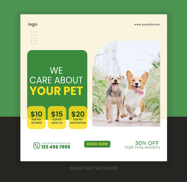 Vector pet care social media post design template