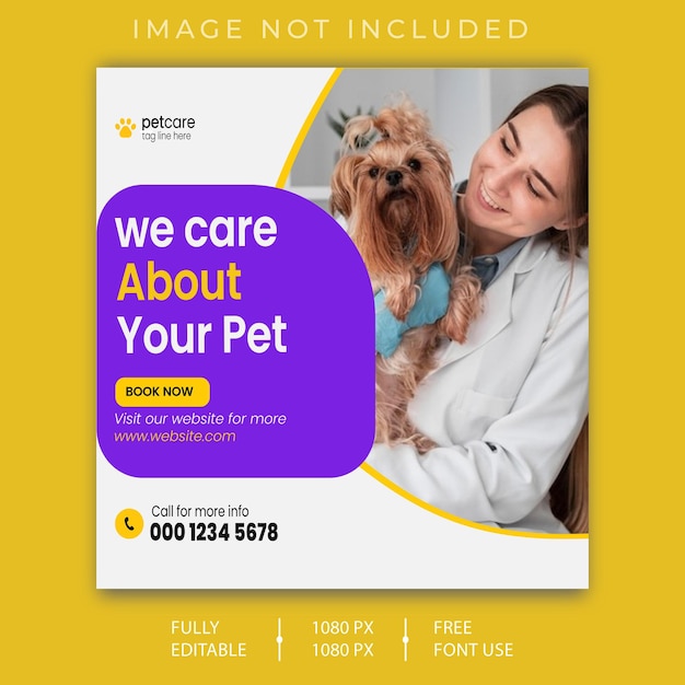 Vector pet care social media post and instagram template design premium vector