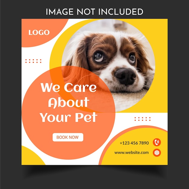 Pet care social media post template