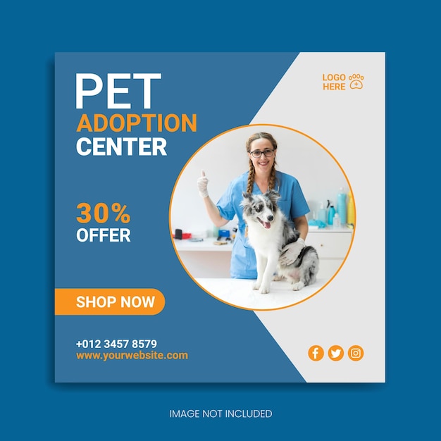 pet center social media post instagram post facebook post banner design