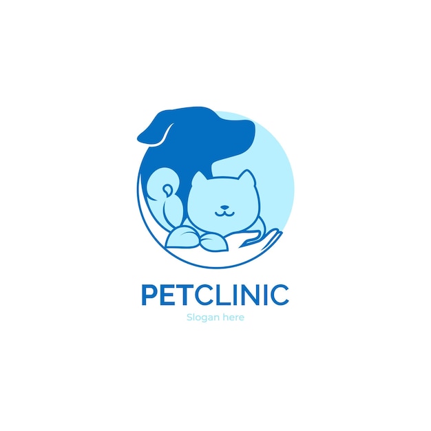 Vector pet clinic logo, cat,dog and bird care