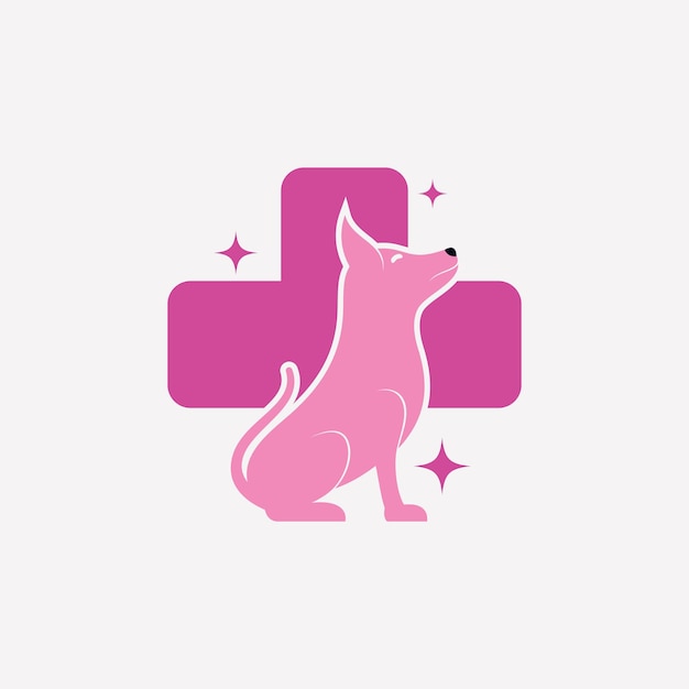 Vector pet clinic logo design with dog cat icon logo and creative element concept