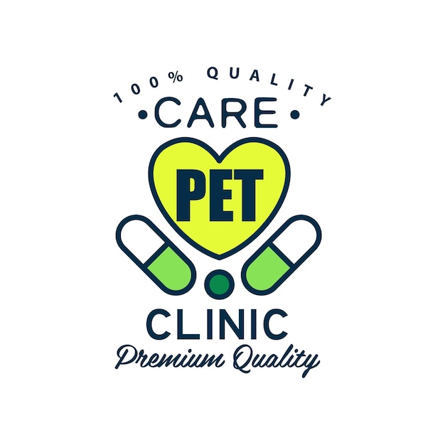 Vector pet clinic percent quality logo template design green badge for company identity label for