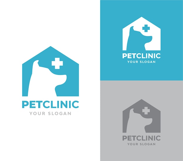 Vector pet clinic with dog silhoutte logo vector