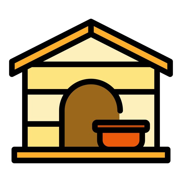 Vector pet cottage icon outline vectordog house family dog color flat