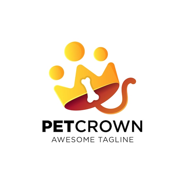 Pet crown logo with gradient style