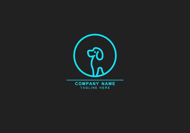 Pet Dog or doggy minimalist logo design template