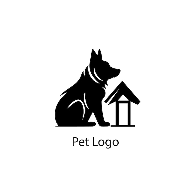 Vector pet dog house logo flat icon