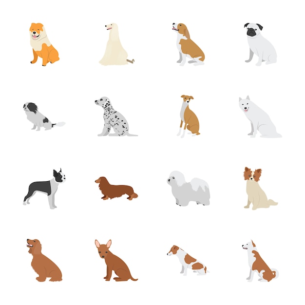 Vector pet dogs icons