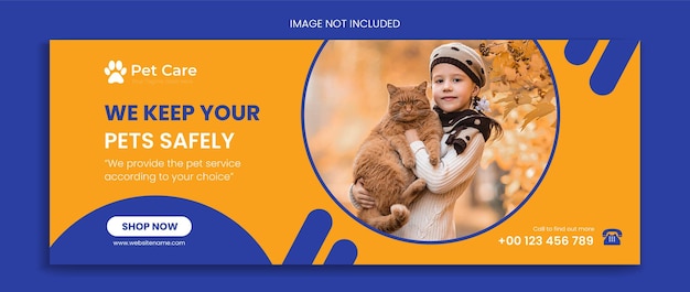 Vector pet facebook cover design pet social media template