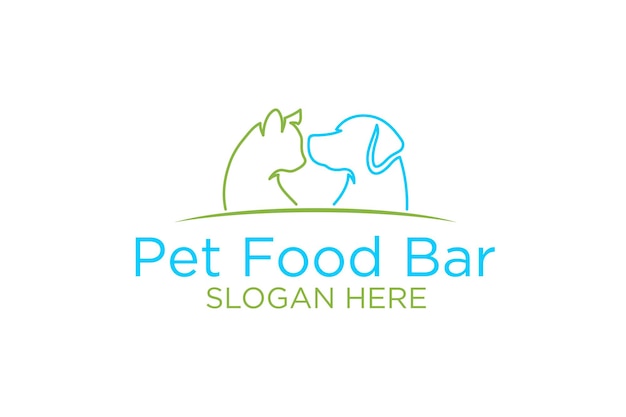 Pet food bar logo design premium vector
