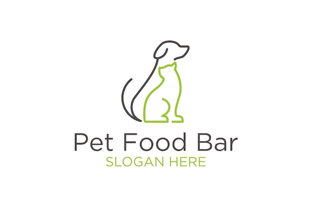 Pet food bar ontwerp logo premium vector