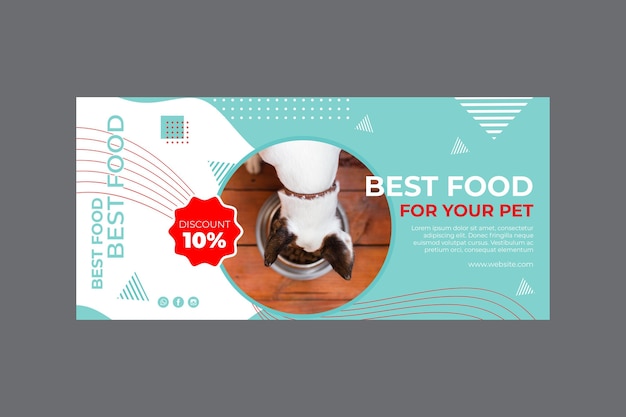 Pet food horizontal banner template with photo