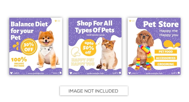 Pet food shop social media post templates