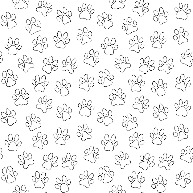 Vector pet footprints seamless background vector animal paw prints line pattern