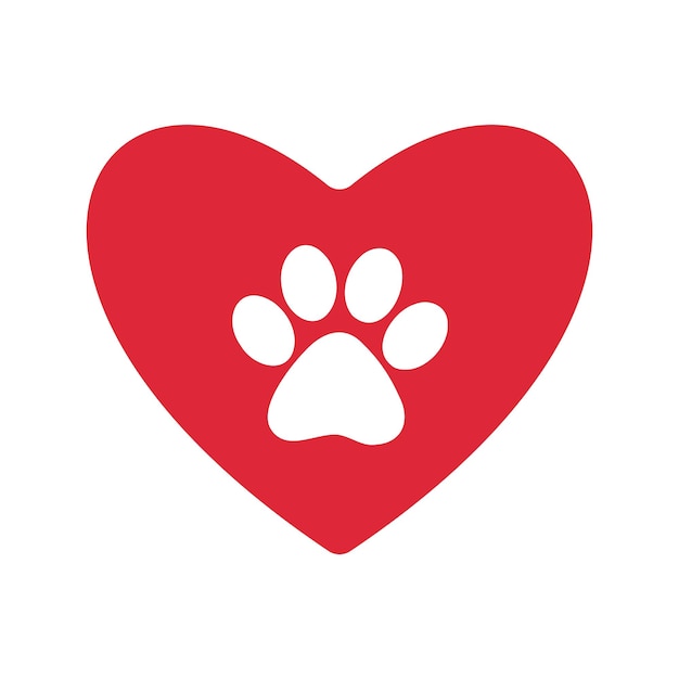 Vector pet friendly pet lover sticker paw in heart