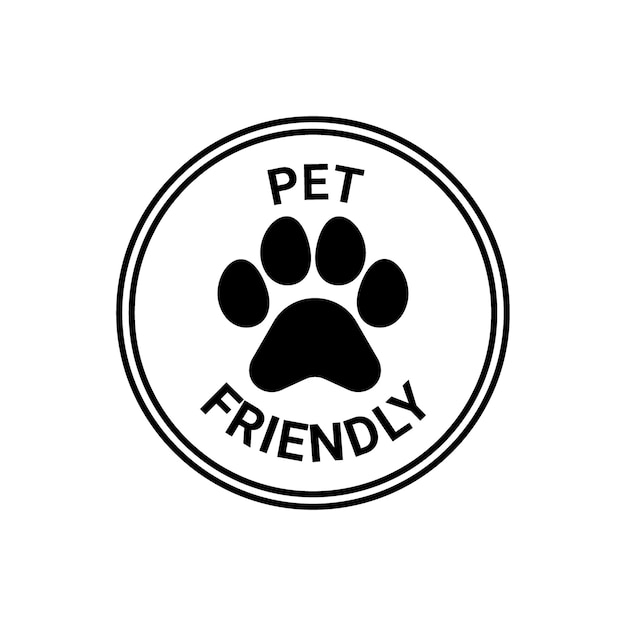 Premium Vector  Pet friendly sign stamp with paw animal icon sticker  allowed entrance dog and cat