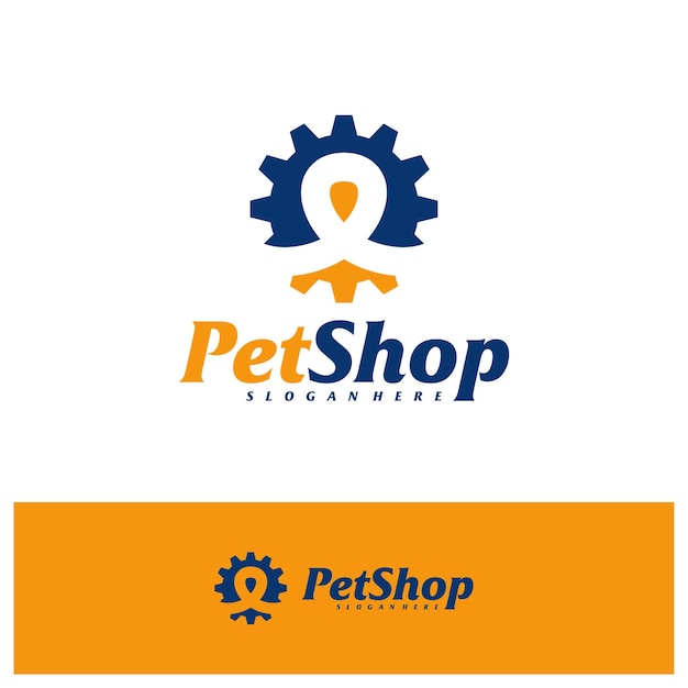 Pet gear logo design template pet logo concept vector emblem creative symbol icon