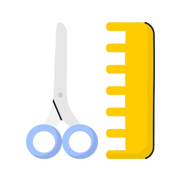 Pet grooming brush and scissors isolated dogs and cats