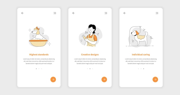 Premium Vector Pet grooming salon icon set for mobile app site Premium Vector Pet grooming salon icon set for mobile app site