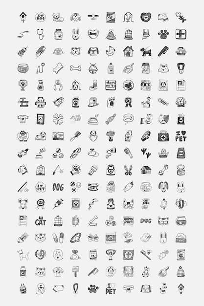 Pet hand drawn icons