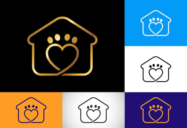 Pet home Pet care home logo home logo Dierlijk logo ontwerp pictogram vectorillustratie