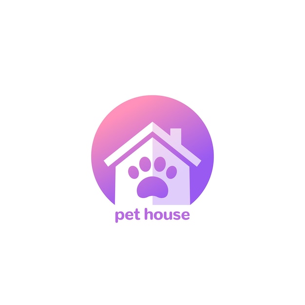 Pet house logo, paw and home icon