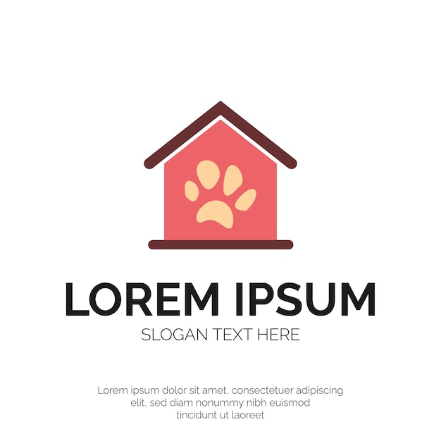 Pet House and Paw Logo Design