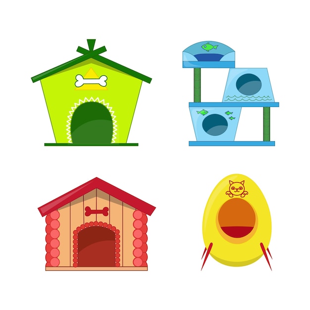 Vector pet houses set