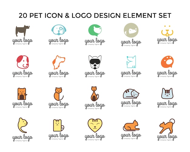 Pet icon logo design set