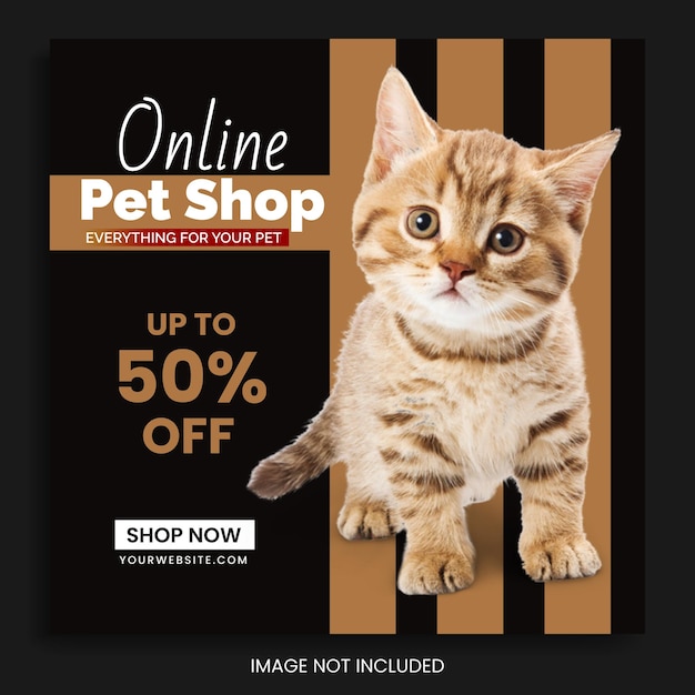 pet instagram post pet shop social media template facebook banner square flyer