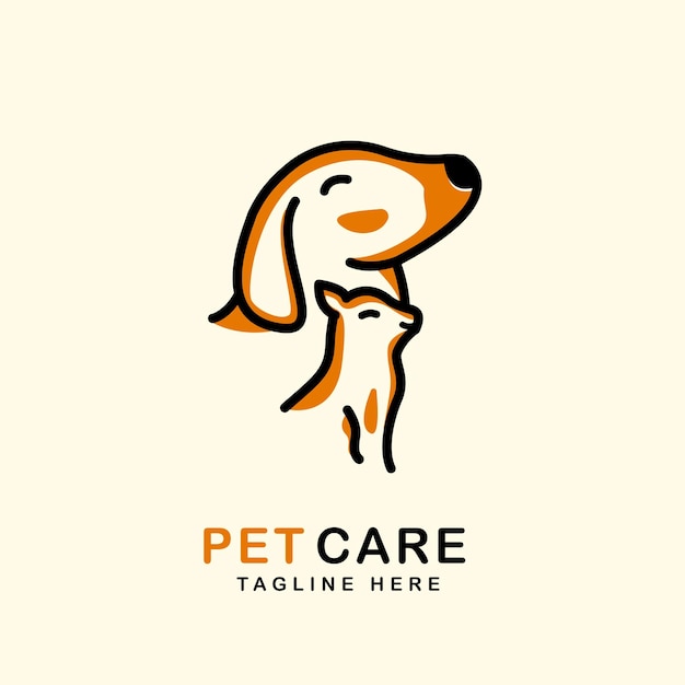 Pet logo cat and dog head design pet shop logo design