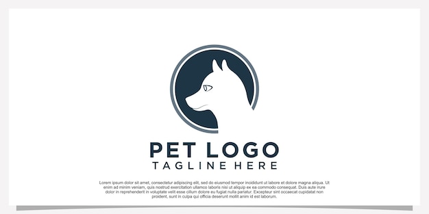 Concetto semplice dell'icona dell'animale domestico del modello di progettazione del logo dell'animale domestico vettore premium