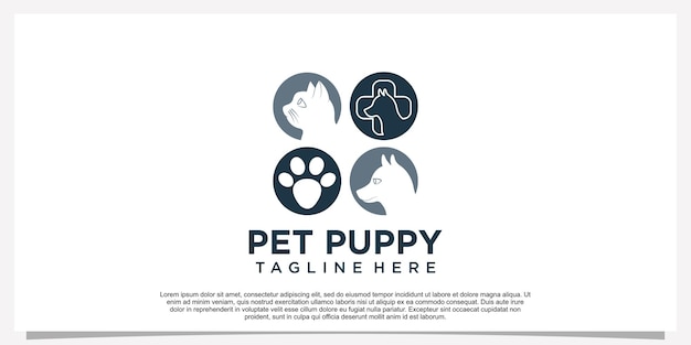 Pet logo design template pet icon simple concept Premium Vector