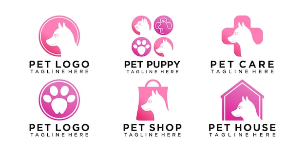 Pet logo design with creative unique style Premium Vector part 2