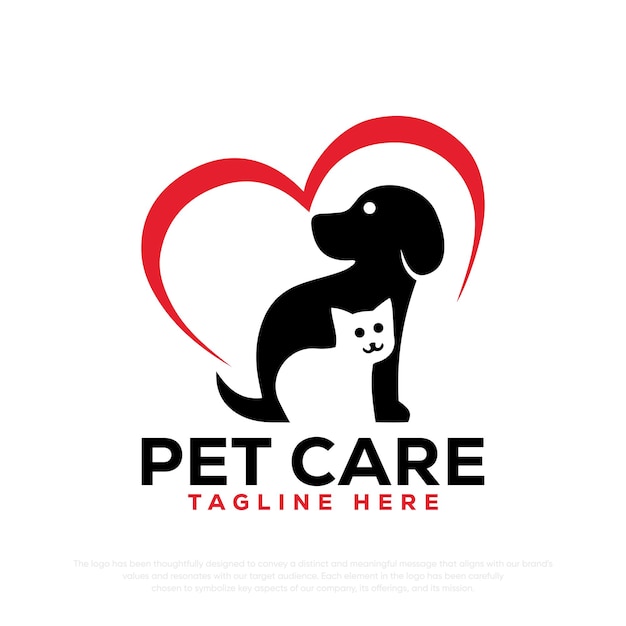 Vettore logo di animale domestico, logo di cane, logo di gatto, logo vettoriale, modello di logo