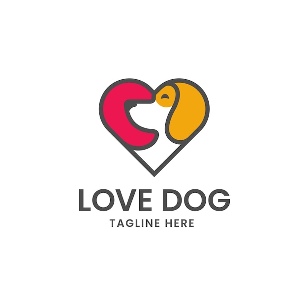 Vector pet love logo design template