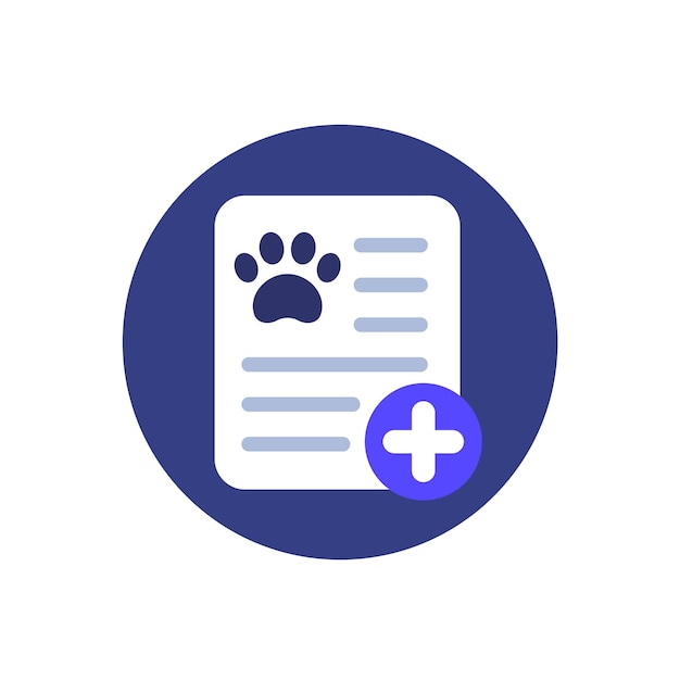 Pet medical report icon flat vector