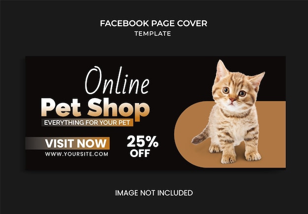 Pet online shop social media template facebook cover design web banner ad