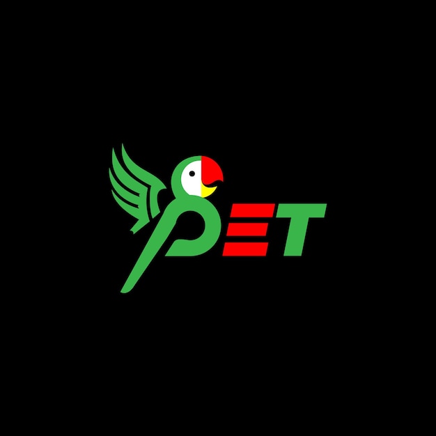 Vector pet parrot logo design for animal shop