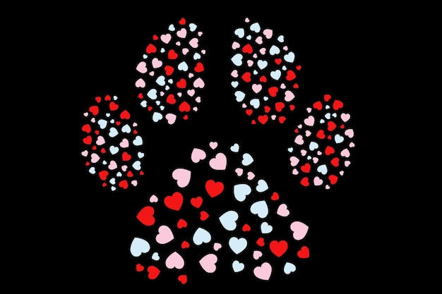 Vector pet paw love for pets concept