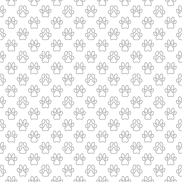 Pet paw prints vector concept linear geometric seamless pattern