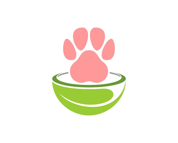 Pet paws on the bowl from nature leaf