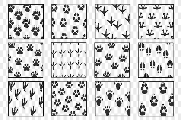 Pet prints. paw seamless pattern. black silhouettes paws. footprint pet. animal tracks.