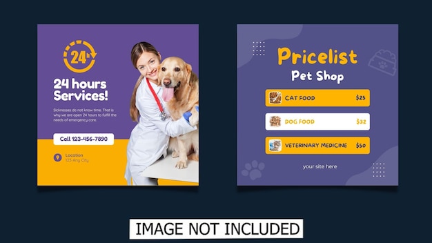 Pet shop banner for social media post and story template