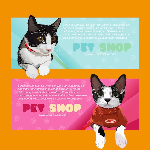 pet shop banner with cute cats