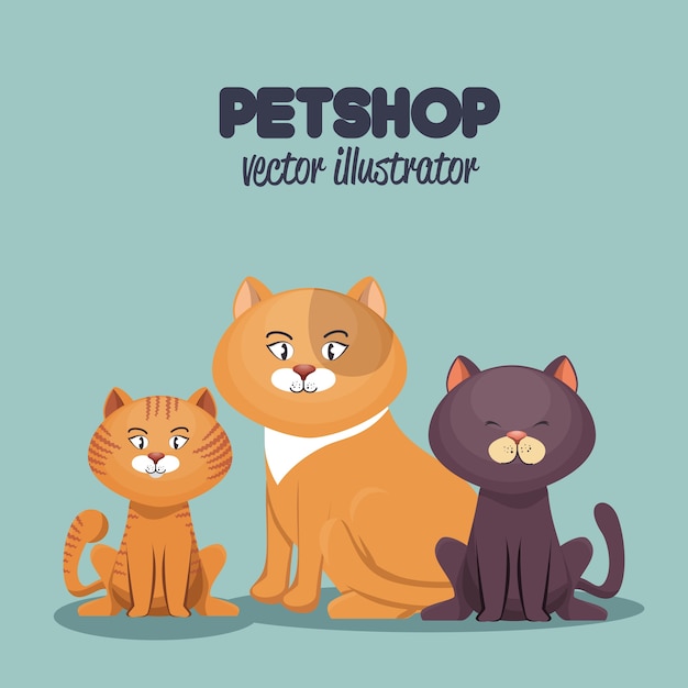 Vector pet shop cats and dog care mascot