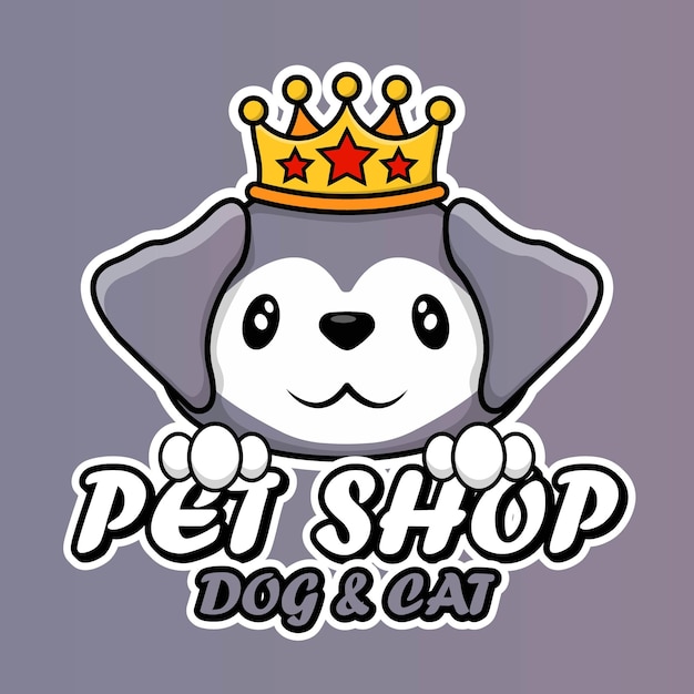 Логотип зоомагазина по уходу за собаками и векторной иллюстрацией логотипа талисмана персонажа